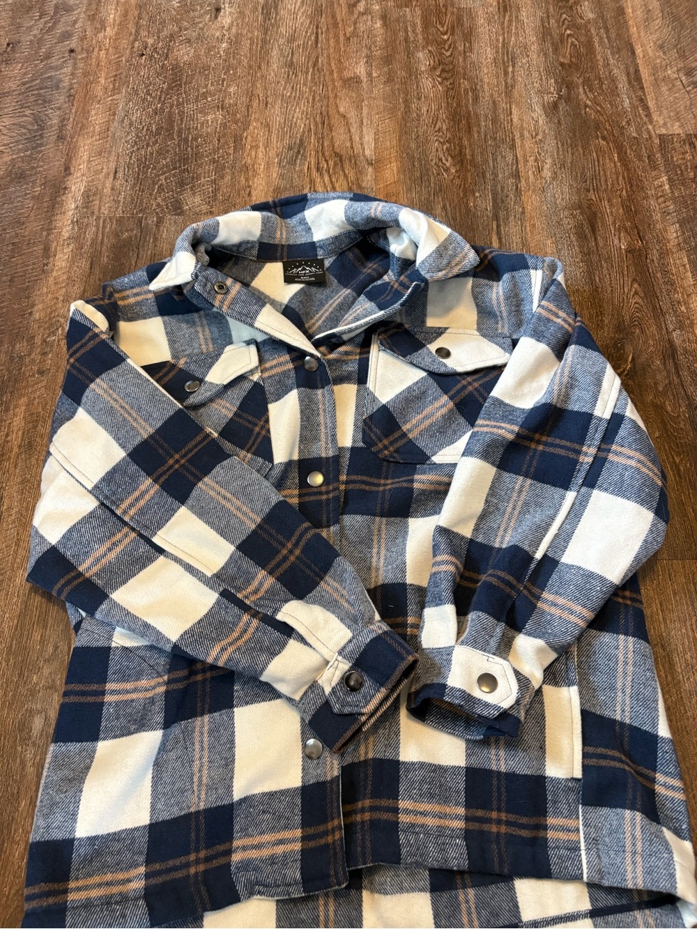 Navy and White Plaid Flannel Shacket!
